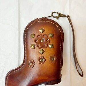 Genuine Handmade Leather Cowboy Boot Ornament / Wristlet / Coin Purse